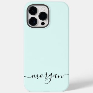 Coque Pour Pour iPhone 14 Pro Max Monogramme Bleu Fille Script moderne personnalisé