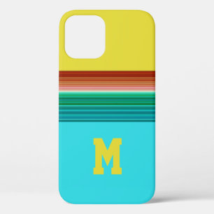 Etui iPhone Case-Mate Monogramme bleu jaune Multicolor Motif rayé