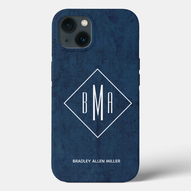 Coques Case-Mate iPhone Monogramme bleu marine (Verso)
