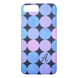 Coque Case-Mate Pour iPhone Monogramme bleu pourpre et rose des cercles