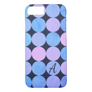 Coques Pour iPhone Monogramme bleu pourpre et rose des cercles