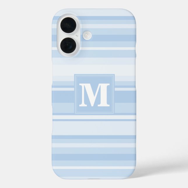 Coques Case-Mate iPhone Monogramme Bleu rayures (Verso)