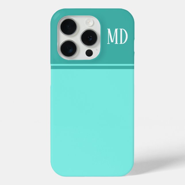 Coques Case-Mate iPhone Monogramme bleu Turquoise simple et joli (Verso)