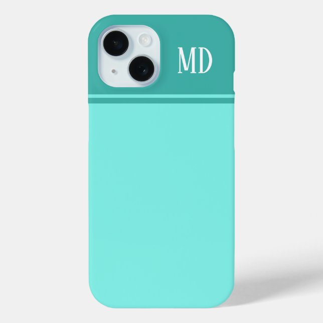 Coques Case-Mate iPhone Monogramme bleu Turquoise simple et joli (Verso)