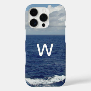 Coques iPhone 16 Pro Monogramme Blue Ocean Nuages duveteux
