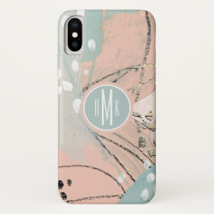 Coque iPhone X Monogramme   Blush & Gold I