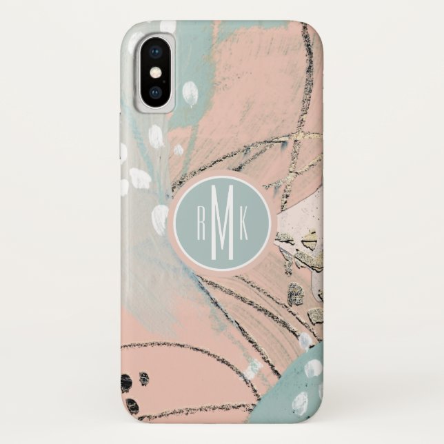 Coques Case-Mate iPhone Monogramme | Blush & Gold I (Dos)