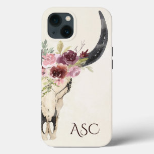 Case-Mate iPhone Case Monogramme Boho crâne floral sur Arrière - plan cr