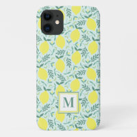 Monogramme botanique citron motif Coque-Mate iPhon