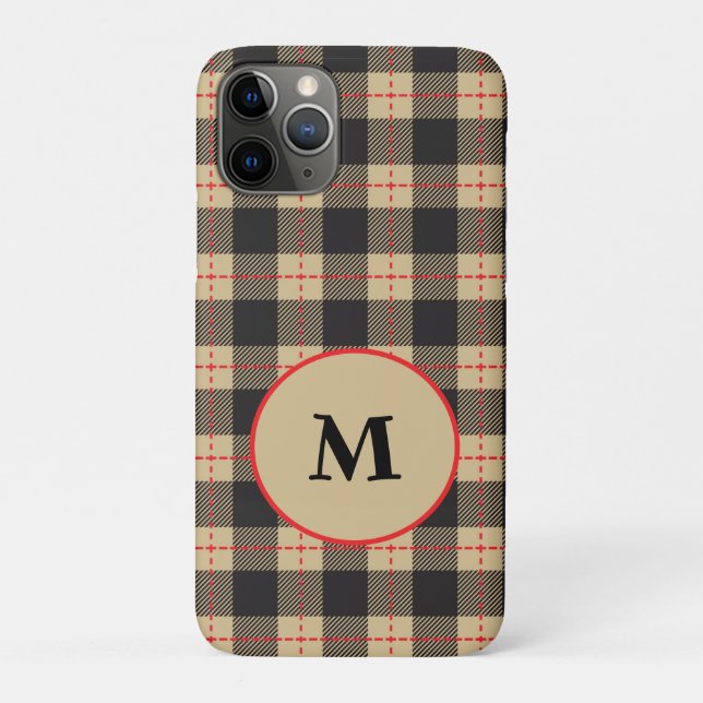 Coques Case-Mate iPhone Monogramme Brown Buffle noir et rouge (Dos)