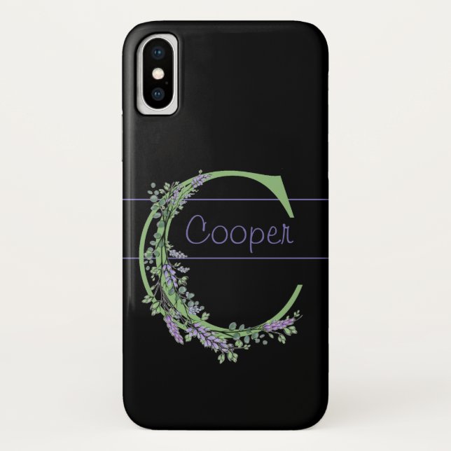 Coques Case-Mate iPhone Monogramme C Lavande Eucalyptus (Dos)