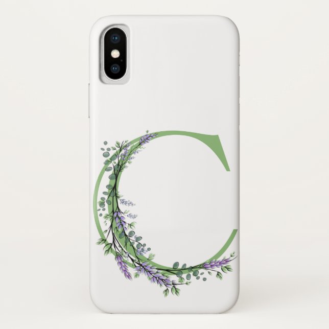 Coques Case-Mate iPhone Monogramme C Lavande Eucalyptus (Dos)