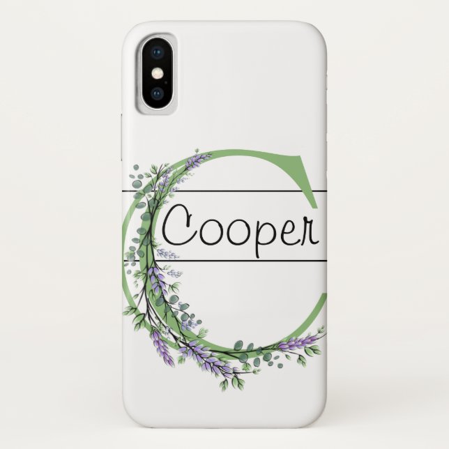 Coques Case-Mate iPhone Monogramme C Lavande Eucalyptus (Dos)