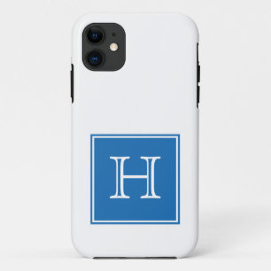 Coques Pour iPhone Monogramme Carré bleu