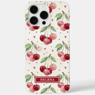 Coques iPhone 16 Pro Max Monogramme Cerises Aquarelle
