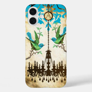 Coques iPhone 16 Plus Monogramme Cerisier Fleur Oiseau Chandelier iPhone