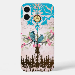 Coques iPhone 16 Plus Monogramme Cerisier Fleur Oiseau Chandelier iPhone