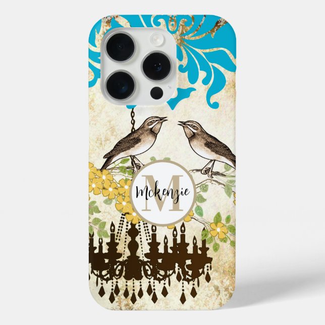 Coques Case-Mate iPhone Monogramme Cerisier Fleur Oiseau Chandelier iPhone (Verso)