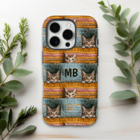 Monogramme Chats Mignons Tricotés Personnalisés Fé
