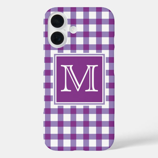 Coques Case-Mate iPhone Monogramme | Chèque de tatan En vichy violet (Verso)