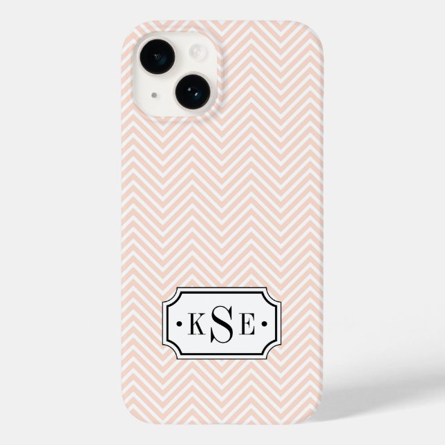 Coques Case-Mate iPhone Monogramme Chevron rose et noir (Verso)