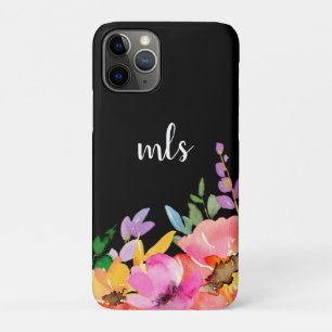 Case-Mate iPhone Case Monogramme Chic rose Aquarelle tendance Floral Noi