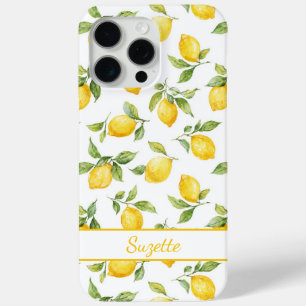 Coque iPhone 15 Pro Max Monogramme Citrons Aquarelle