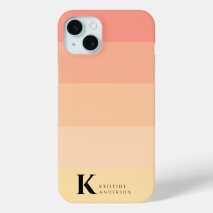 Coque iPhone 15 Mini Monogramme classique simple Pinkish Yellow
