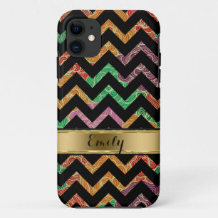 Coques Pour iPhone Monogramme coloré Zigzag Chevron Motif