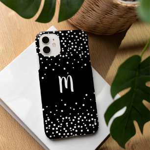 Coques iPhone 16 Monogramme Confetti noir et blanc