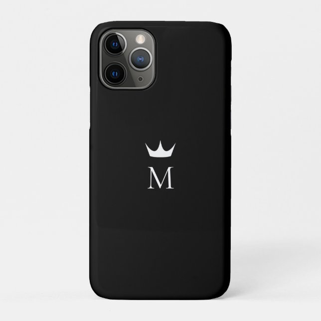 Coques Case-Mate iPhone Monogramme Couronne noir et blanc (Dos)