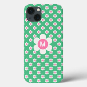 Case-Mate iPhone Case Monogramme Custom Retro Daisis Rose et Green Sherp