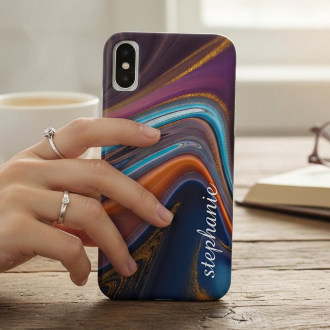 Coques Case-Mate iPhone Monogramme d'âge en marbre doré (Créateur téléchargé)