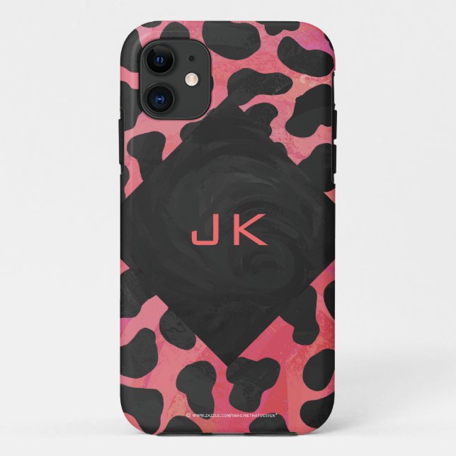 Coques Case-Mate iPhone Monogramme Dalmatien Noir et Rouge (Dos)