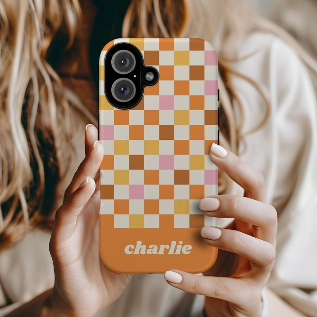 Coques Case-Mate iPhone Monogramme damier rétro tendance (Créateur téléchargé)