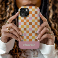 Monogramme damier rétro tendance