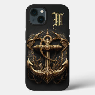 Case-Mate iPhone Case Monogramme d'Ancre nautique d'or