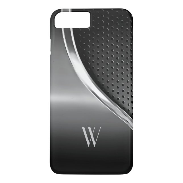 Coques Case-Mate iPhone Monogramme d'apparence métallique moderne (Dos)