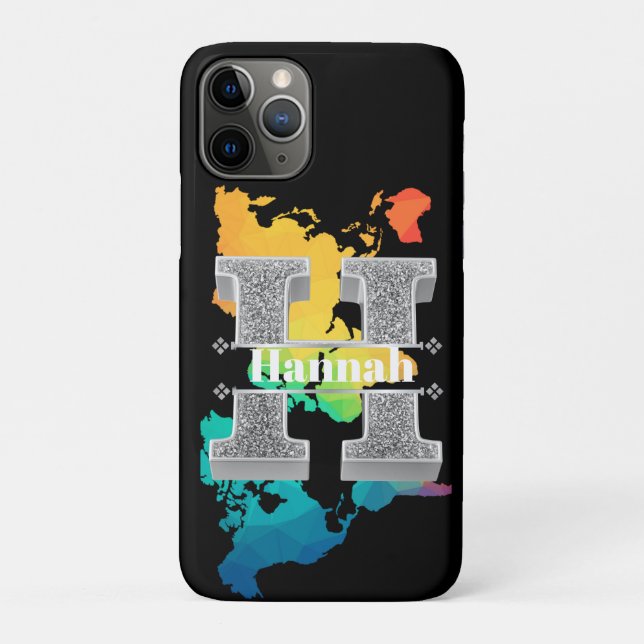 Coques Case-Mate iPhone Monogramme d'argent initial H personnalisé Votre n (Dos)