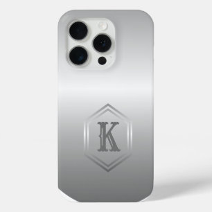 Coque iPhone 15 Pro Monogramme d'argent métallique personnalisé