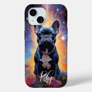 Coque Pour iPhone 15 Monogramme d'art de Buldog en France