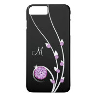 Monogramme de bijou en strass violet clinquant