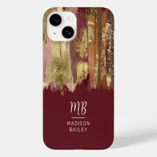 Coque Pour iPhone 14 Monogramme de bronze or de peinture Stroke
