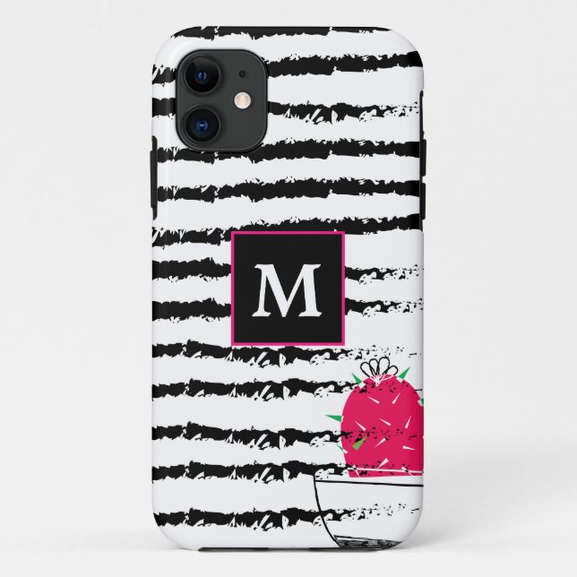 Coques Case-Mate iPhone Monogramme de cactus roses (Dos)