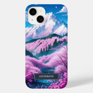 Coque Pour iPhone 14 Monogramme de cerisiers en fleurs de la montagne j