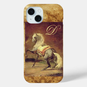 COQUE POUR iPhone 15 MONOGRAMME DE CHEVAL GRISÉ