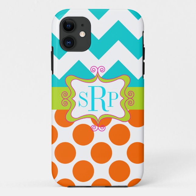 Coques Case-Mate iPhone Monogramme de Chevron et de pois (Dos)
