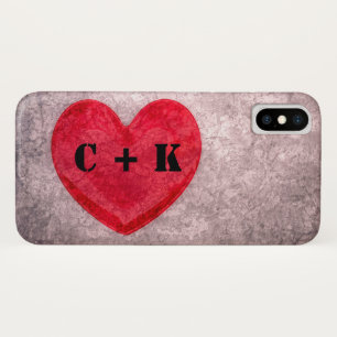 Coque Case-Mate Pour iPhone Monogramme de coeur en pierre Personnaliser