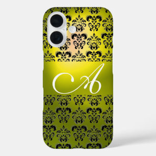 COQUES iPhone 16 MONOGRAMME DE DOMMASQUES NOIR JAUNE