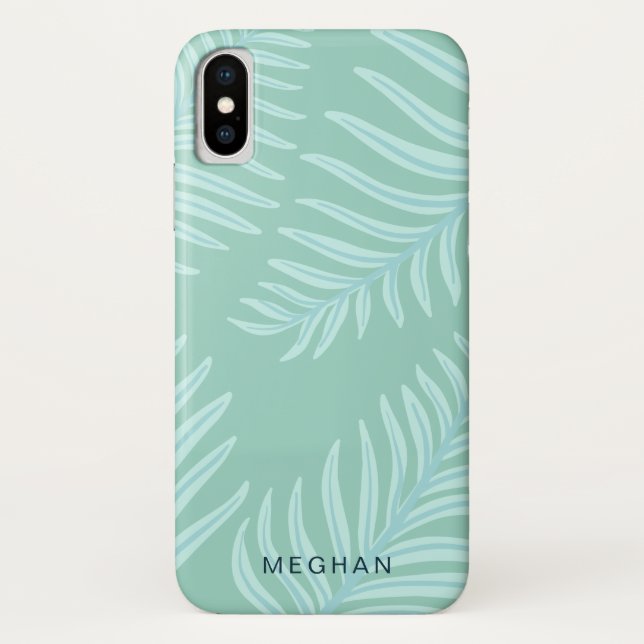 Coques Case-Mate iPhone monogramme de feuillage pastel tropical (Dos)